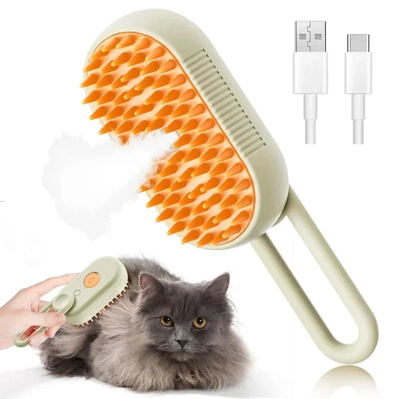 3-in-1 Steam Pet Grooming Brush for Dogs & Cats – Massage, Hair Removal, and Hydrating Spray Comb