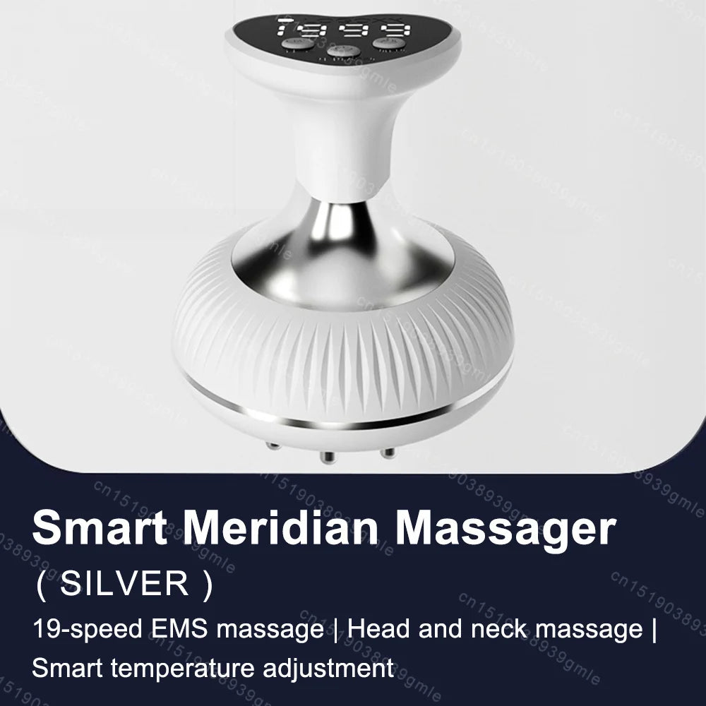 Electric Meridian Gua Sha Body Massager with EMS Microcurrent & Hot Compress for Lymphatic Drainage, Fat Reduction & Muscle Relief