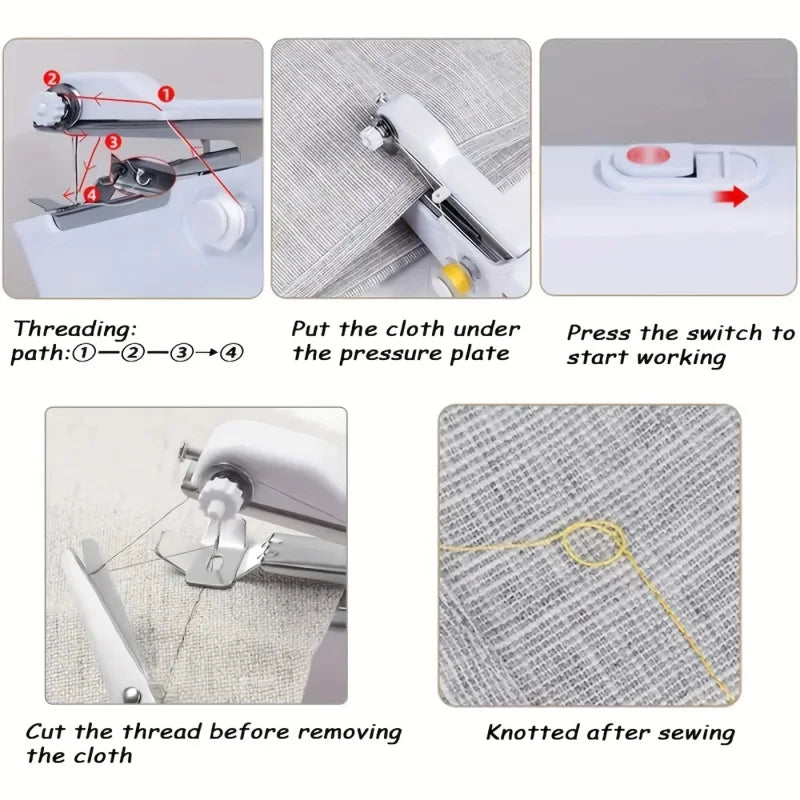 Portable Battery-Powered Handheld Sewing Machine – Quick and Easy On-the-Go Garment Repairs