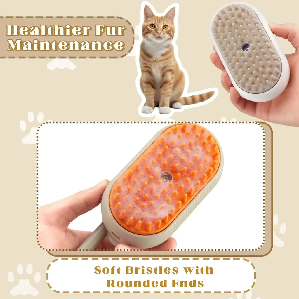 3-in-1 Steam Pet Grooming Brush for Dogs & Cats – Massage, Hair Removal, and Hydrating Spray Comb