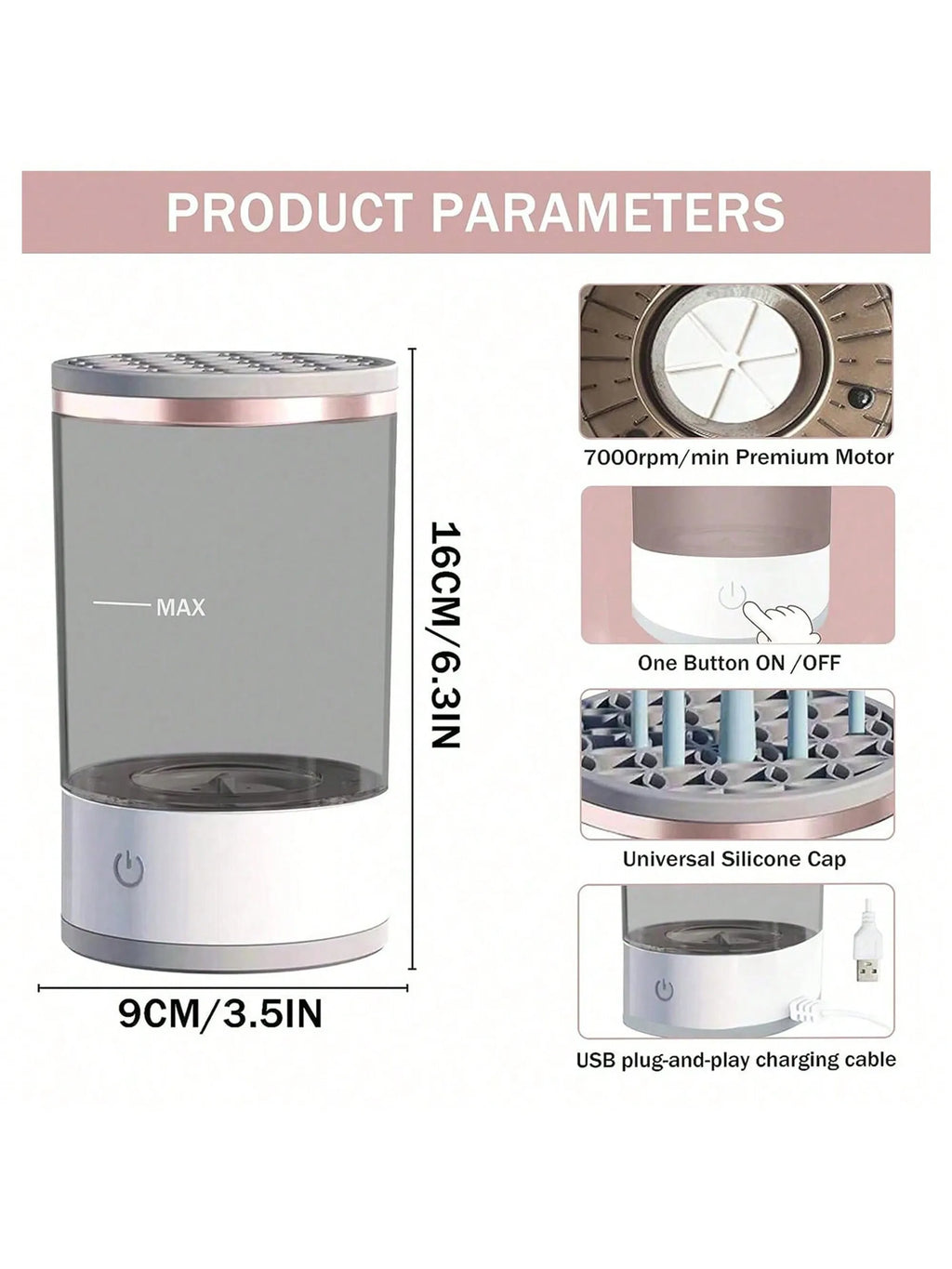 Electric Makeup Brush Cleaner & Dryer – USB Rechargeable Beauty Tool for Quick and Hygienic Brush Cleaning