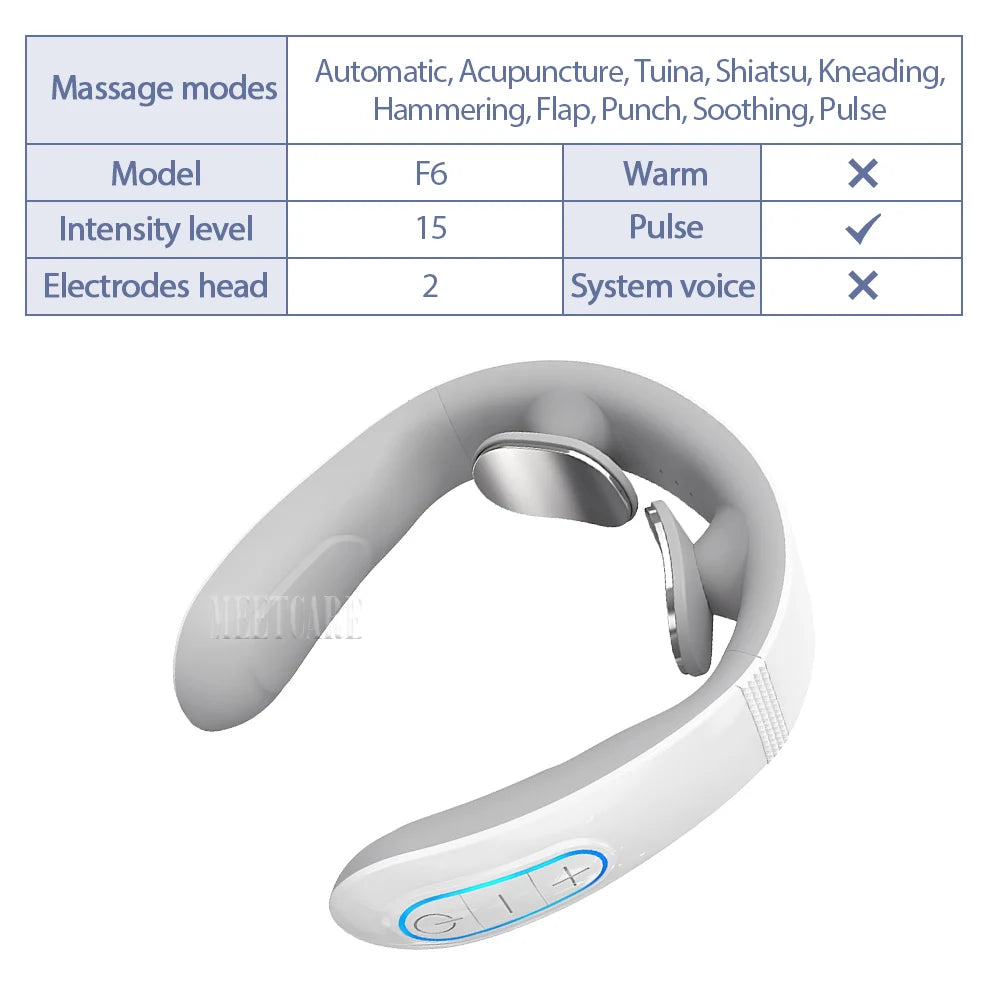 Wireless Smart TENS Pulse Neck and Back Massager with Heating Function for Muscle Relief and Everyday Health Care