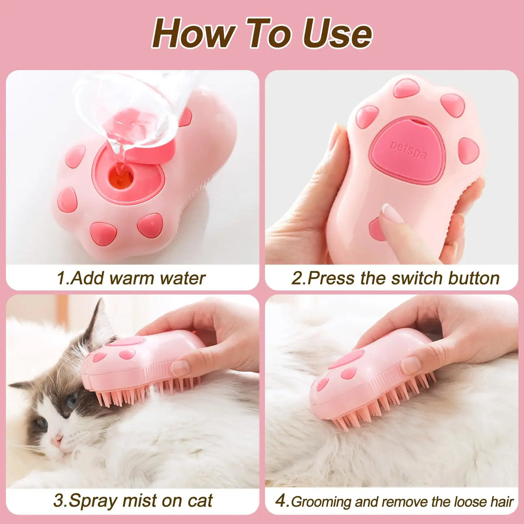 Furmist Trio™ 3-in-1 Steam-Powered Pet Grooming Brush – Steam Clean, Spray & Massage Tool for Deep Coat Cleaning and Shedding Control (Cats & Dogs)
