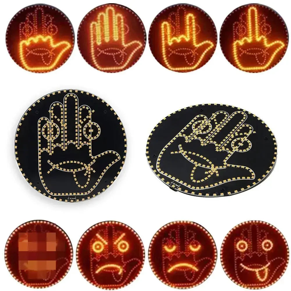 Gesture-Controlled LED Car Warning Lamp – Middle Finger Brake Light Signal for Rear Window Safety & Fun