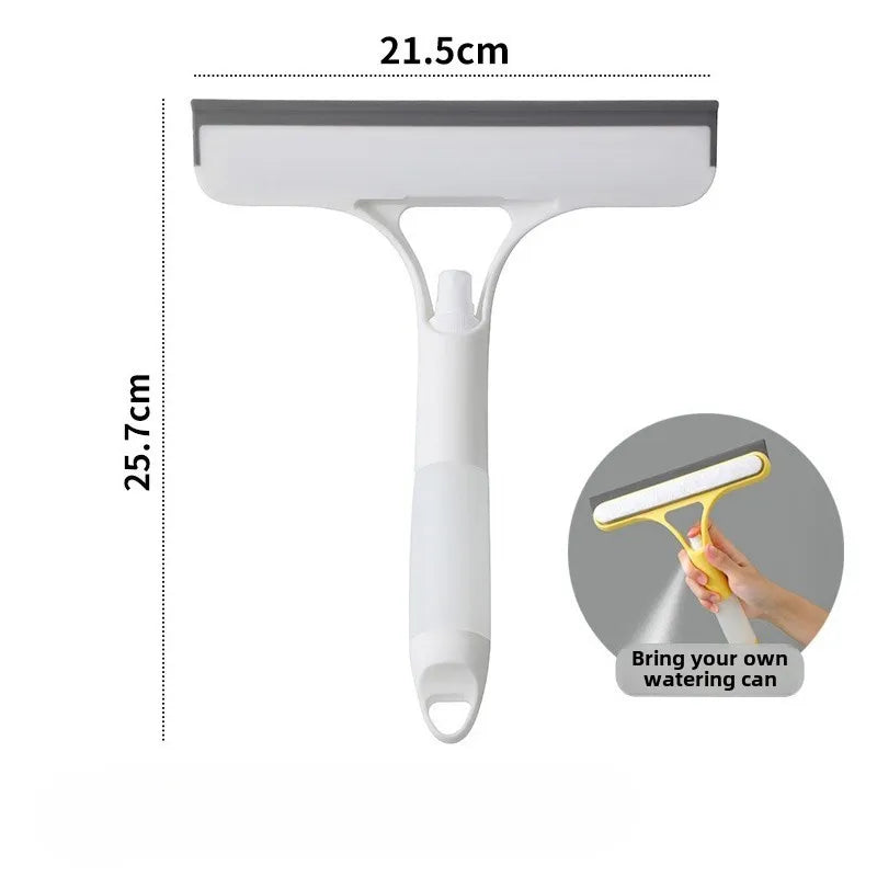 3-in-1 Silicone Shower Squeegee with Spray Nozzle, Scrubber & Streak-Free Blade – Handheld Bathroom Glass Cleaner for Mirrors, Tiles, and Windows