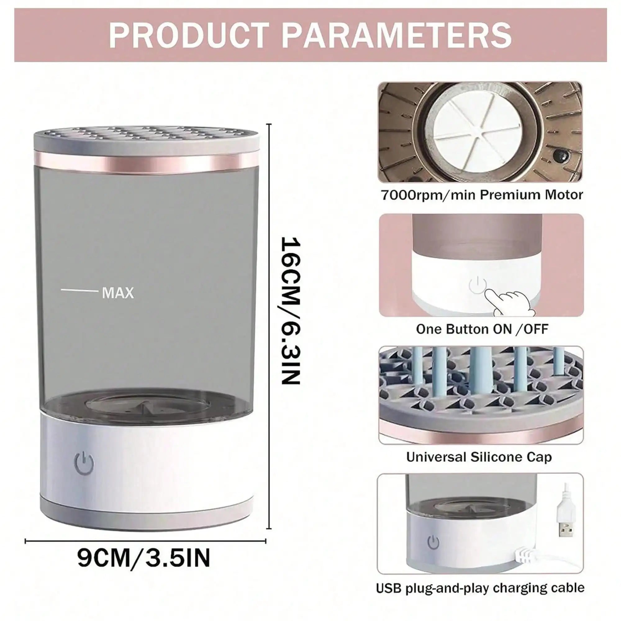 Electric Makeup Brush Cleaner & Dryer – USB Rechargeable Beauty Tool for Quick and Hygienic Brush Cleaning