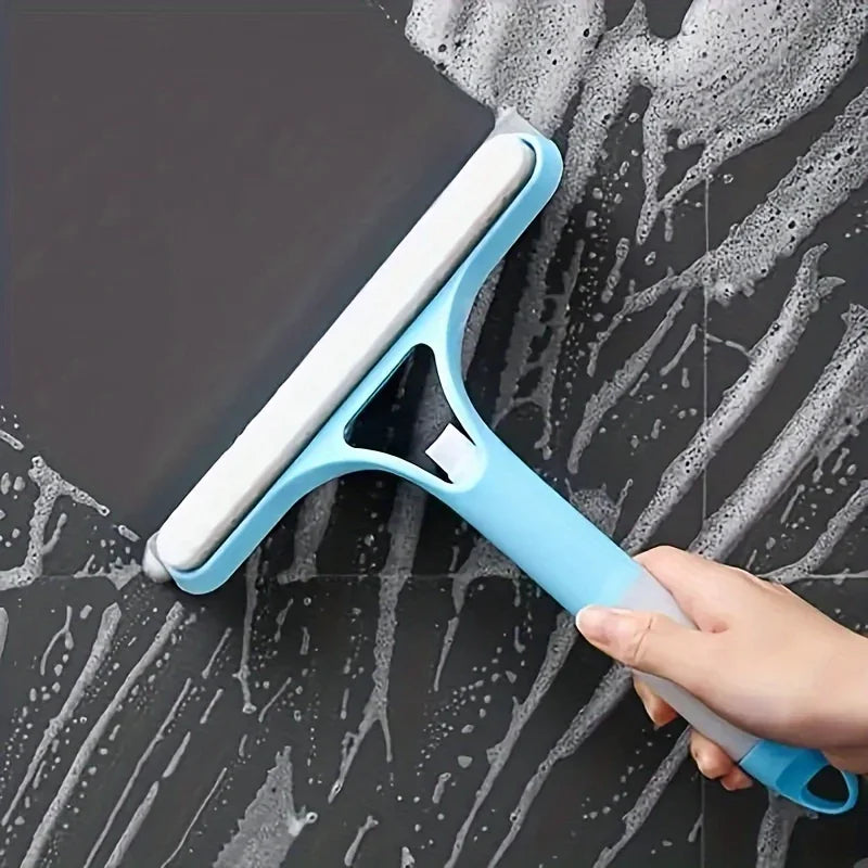3-in-1 Silicone Shower Squeegee with Spray Nozzle, Scrubber & Streak-Free Blade – Handheld Bathroom Glass Cleaner for Mirrors, Tiles, and Windows