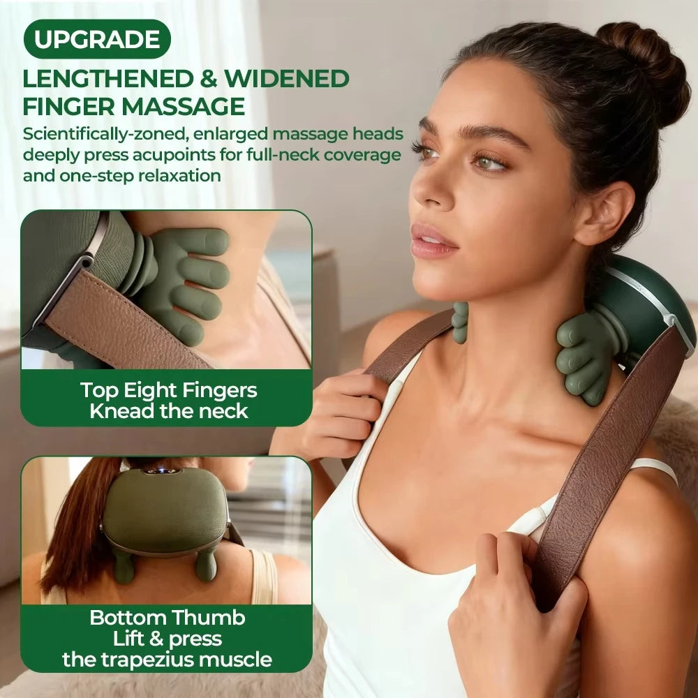 Bionic Wireless Neck and Shoulder Massager with Brushless Motor for Cervical and Trapezius Relief