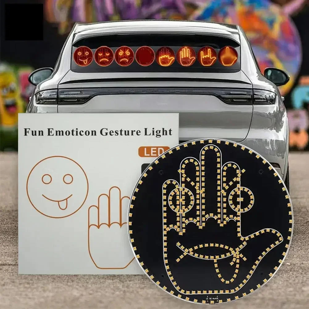 Gesture-Controlled LED Car Warning Lamp – Middle Finger Brake Light Signal for Rear Window Safety & Fun