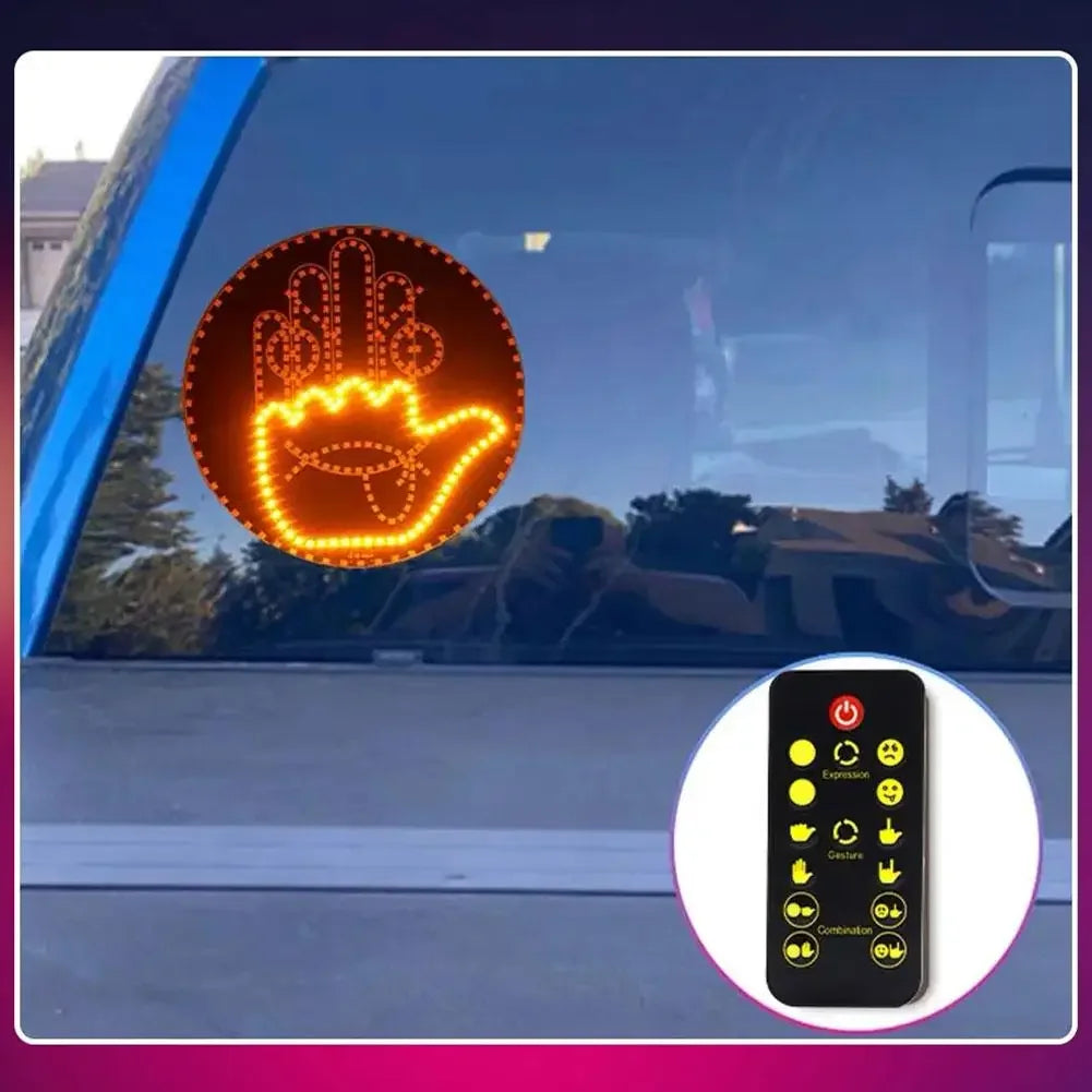 Gesture-Controlled LED Car Warning Lamp – Middle Finger Brake Light Signal for Rear Window Safety & Fun