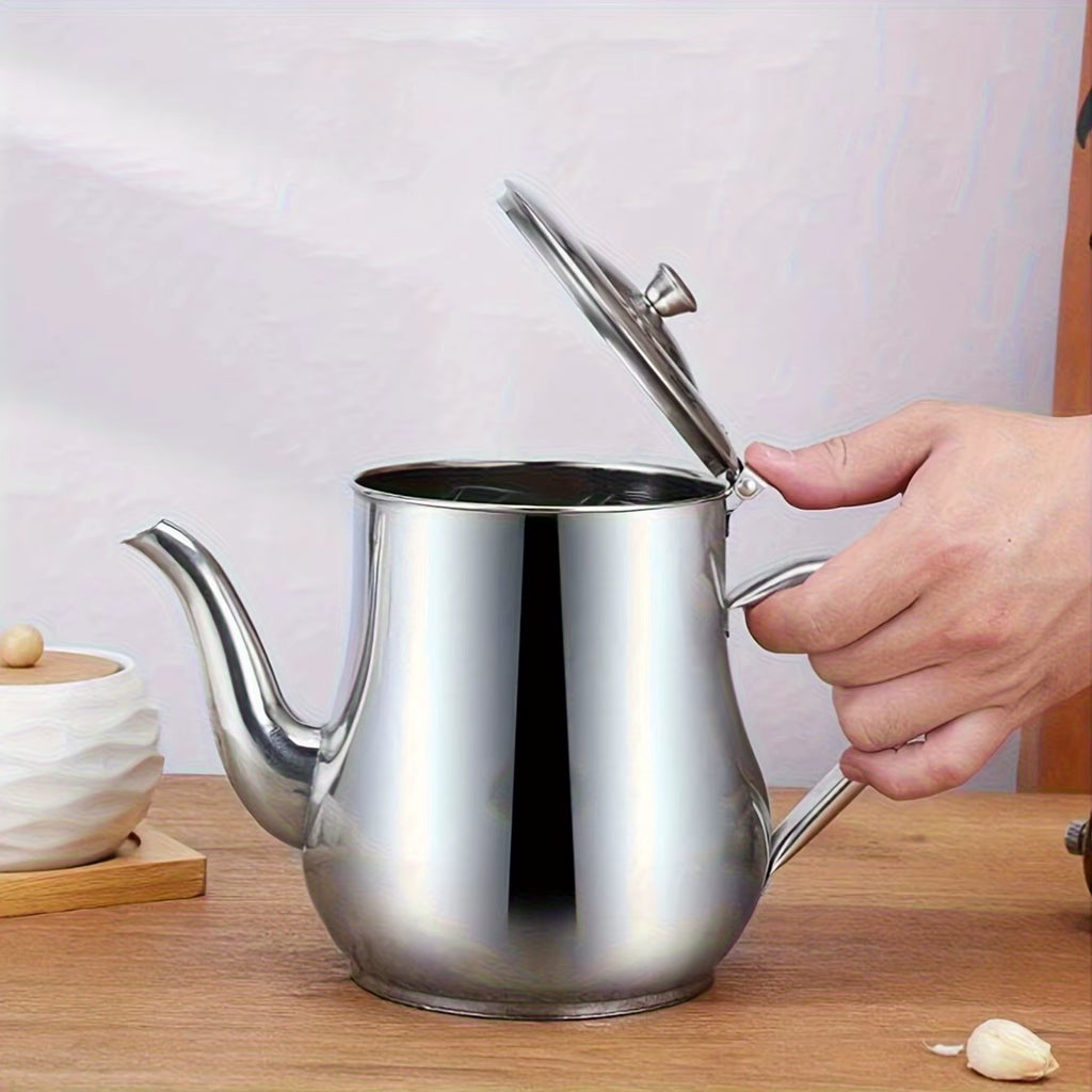 Premium Stainless Steel Oil Dispenser with Built-In Grease Filter and Precision Pour Spout – Rustproof for Home and Professional Kitchens