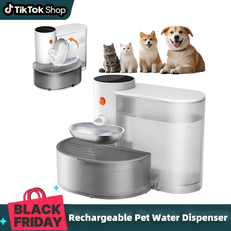 2025 Premium Wireless Pet Water Fountain – 3L Filter-Free Smart Hydration System with Stainless Steel Bowl, Rechargeable Power & Anti-Touch Safety Mode