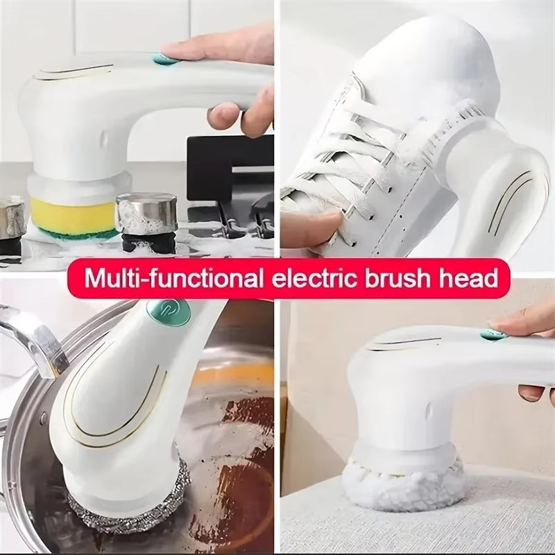 Multifunctional Electric Cleaning Brush – Powerful Bathroom & Kitchen Scrubber with 5 Interchangeable Heads, Waterproof & Rechargeable