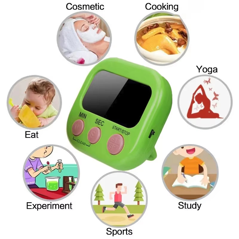 Magnetic LCD Kitchen Timer – Large Display, Countdown & Count-Up, Loud Alarm for Cooking & Home Use