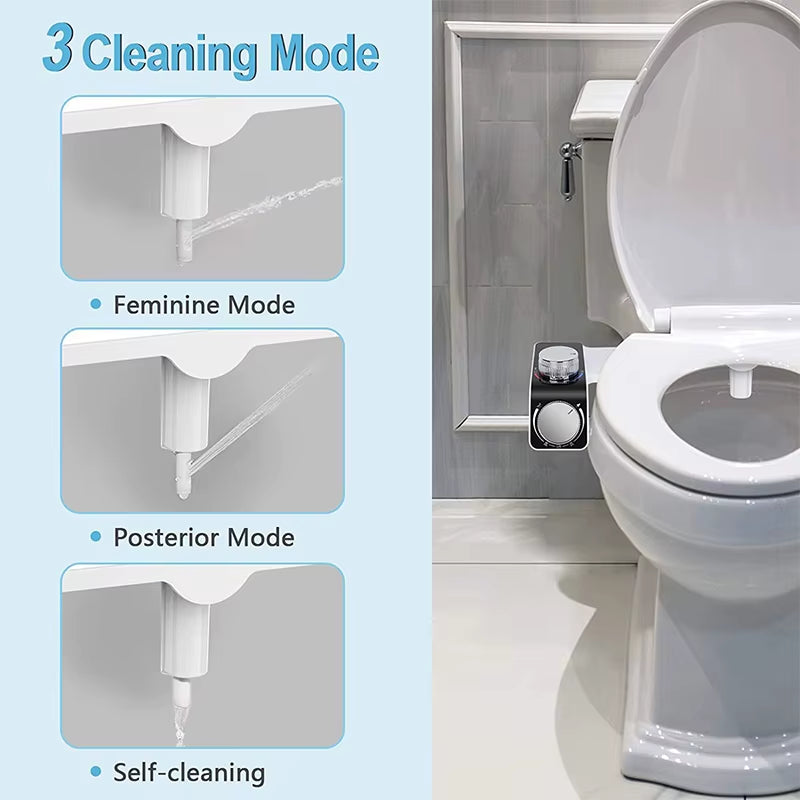 Premium Non-Electric Bidet Toilet Attachment – Dual Self-Cleaning Nozzles & Adjustable Hot/Cold Water