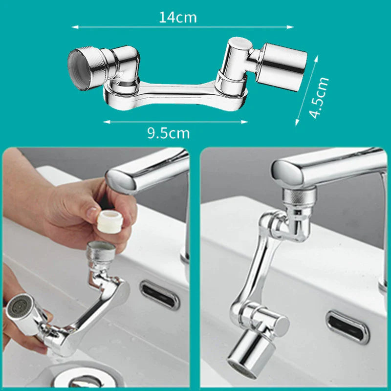 1080° Rotating Faucet Sprayer Head – Dual-Mode Aerator Nozzle with Adjustable Robot-Arm Extension for Kitchen & Bathroom