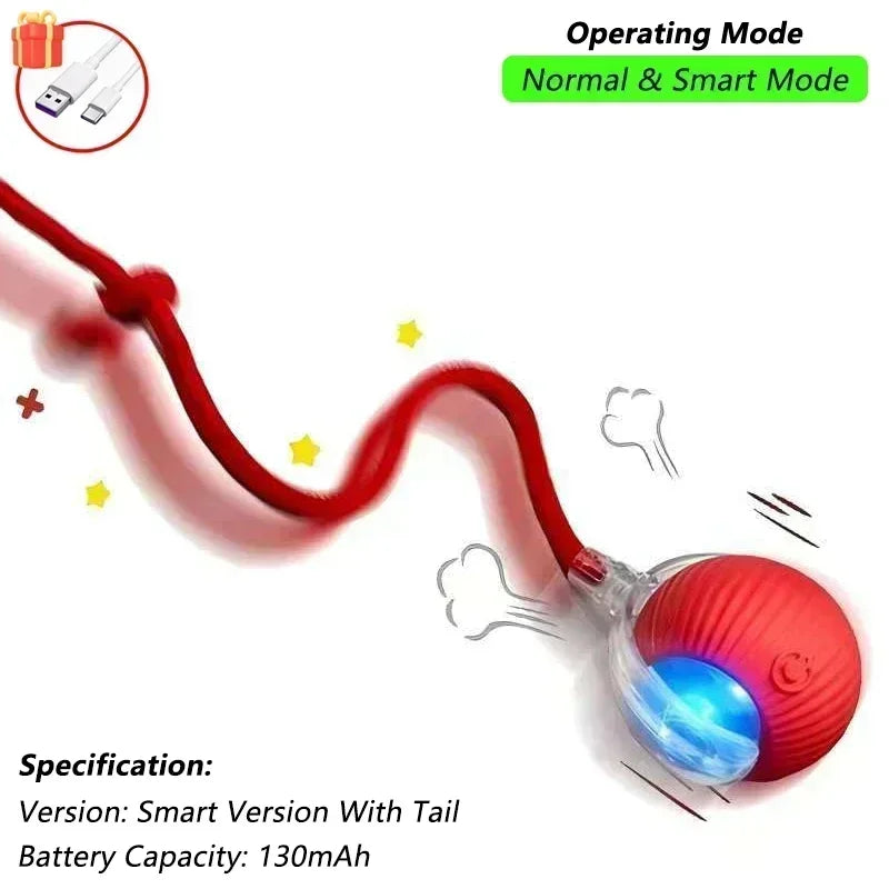 Smart Motion Rolling Cat Toy with Tail – Rechargeable Interactive Play Ball for Exercise & Entertainment