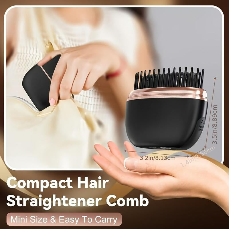 Portable 2-in-1 Cordless Hair Straightener and Heated Comb - Rechargeable Travel Essential and Anti-Frizz Styling Tool for Home and On-the-Go Use