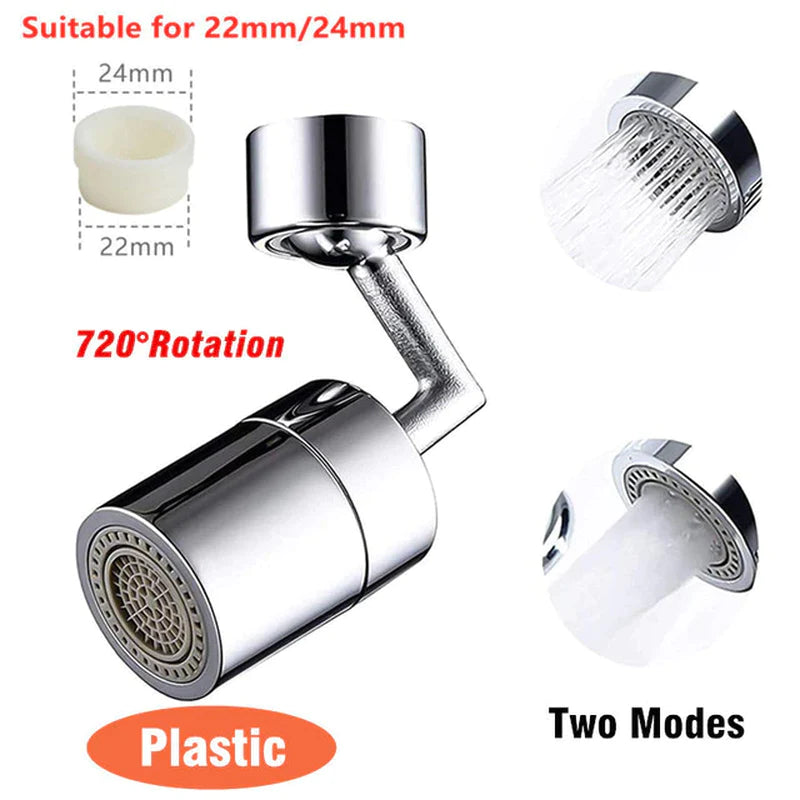 1080° Rotating Faucet Sprayer Head – Dual-Mode Aerator Nozzle with Adjustable Robot-Arm Extension for Kitchen & Bathroom