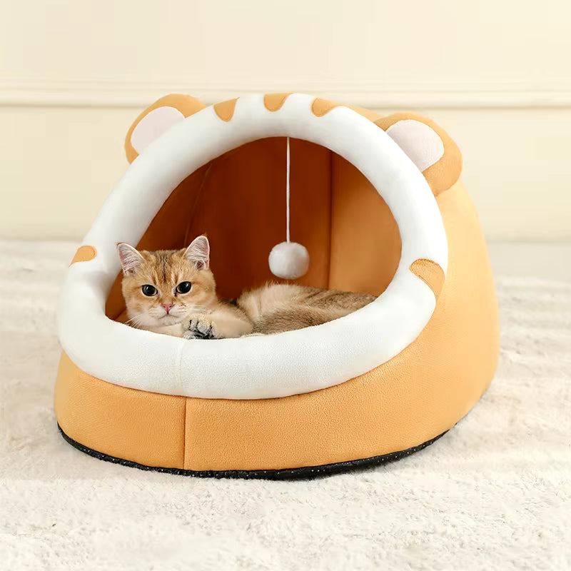 Luxury Tent-Style Cat & Small Dog Bed – Soft Cotton Cushion for Ultimate Comfort and Relaxation