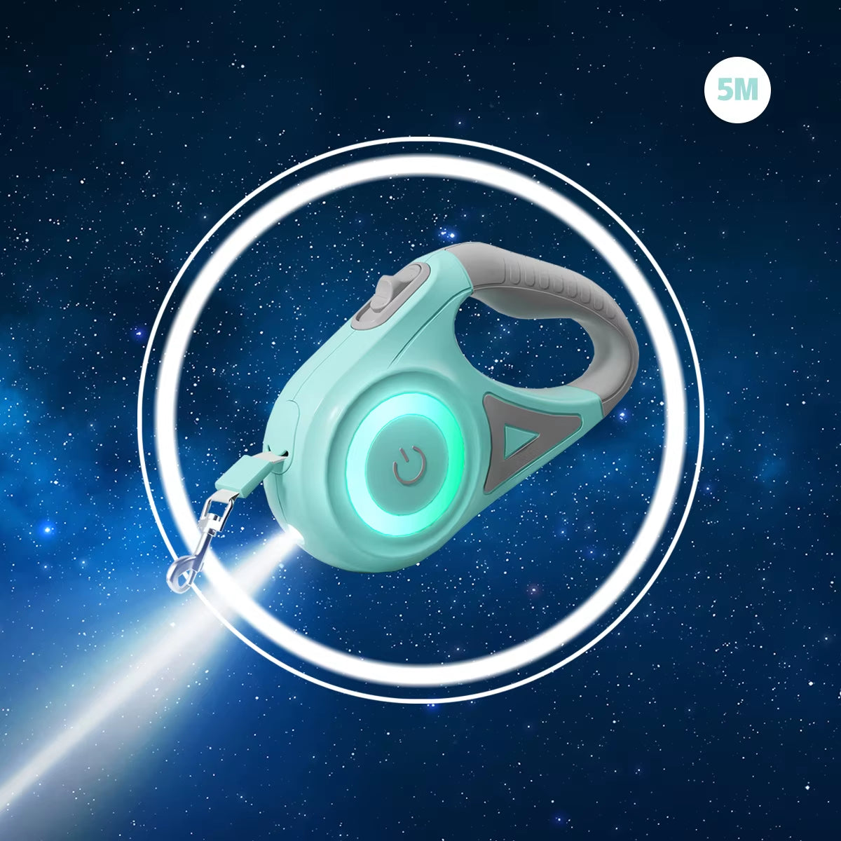 LED Retractable Dog & Cat Leash – 3M/5M Strong Nylon Lead with Built-In Light, Quick-Release Design + Reflective Harness & Collar