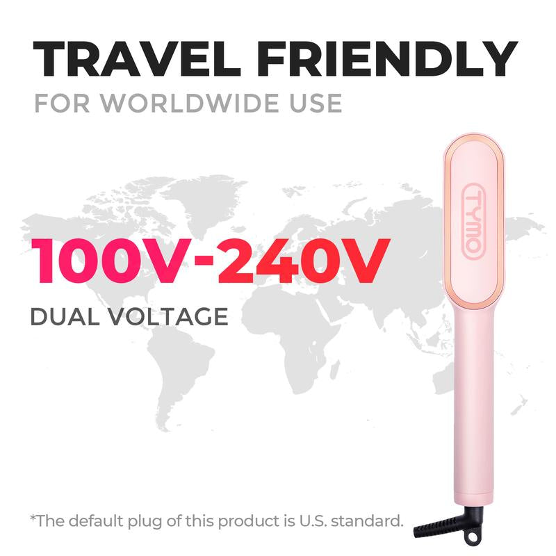 TYMO Ring Pink 2-in-1 Straighten & Curl Styler – 5-Level Heat Control, Rapid Heating, Dual Voltage, Complete Styling Kit