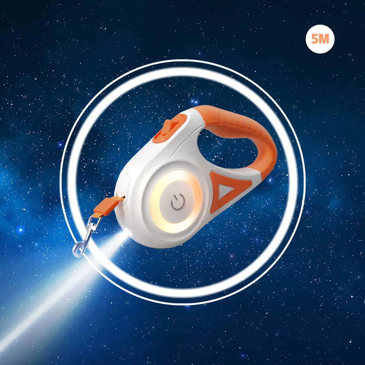 LED Retractable Dog & Cat Leash – 3M/5M Strong Nylon Lead with Built-In Light, Quick-Release Design + Reflective Harness & Collar