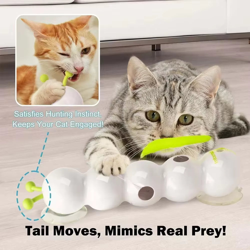 Caterpillar Motion-Activated Interactive Cat Toy – Rechargeable Automatic Teasing Tail for Active Play and Feline Exercise