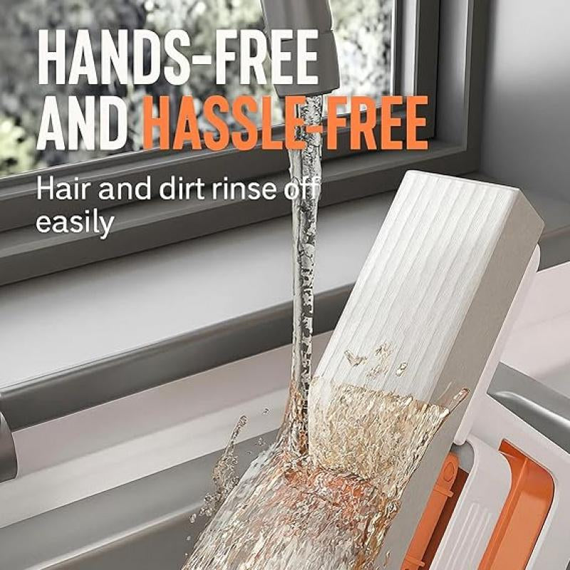 2025 Smart Mini Mop Set (Pack of 2) – Self-Squeezing Portable Cleaning Tools for Small Spaces, Wet & Dry Versatility with Extra Sponges (Orange)