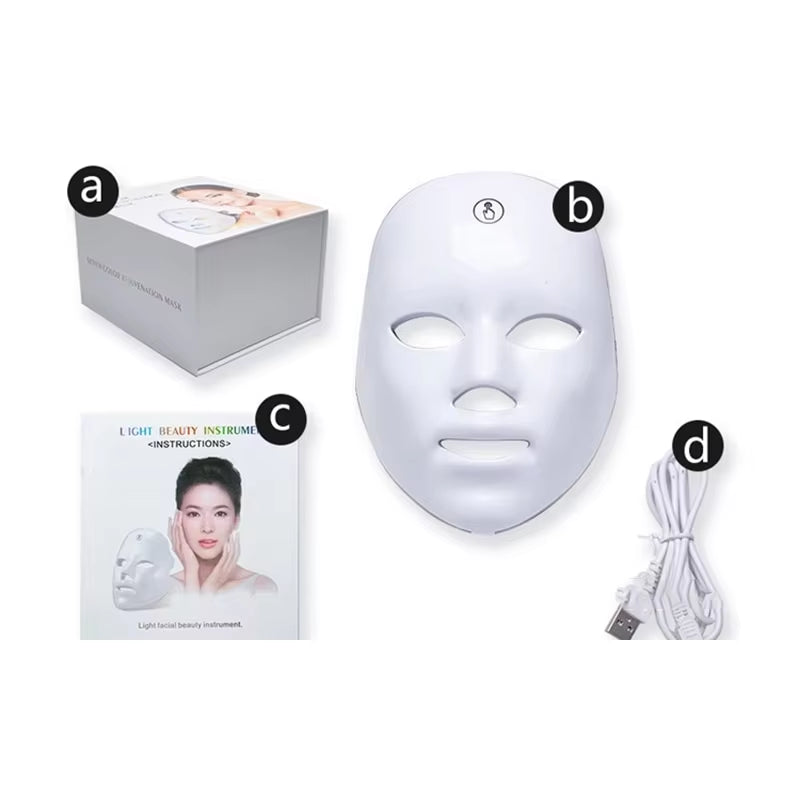 Rechargeable 7-Color LED Facial Mask for PDT Photon Therapy – Anti-Aging, Skin Brightening & Firming Skincare Device