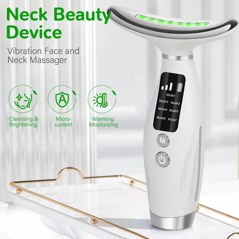 EMS Microcurrent Facial and Neck Massager with 7 Color Therapy for Enhanced Skincare and Relaxation