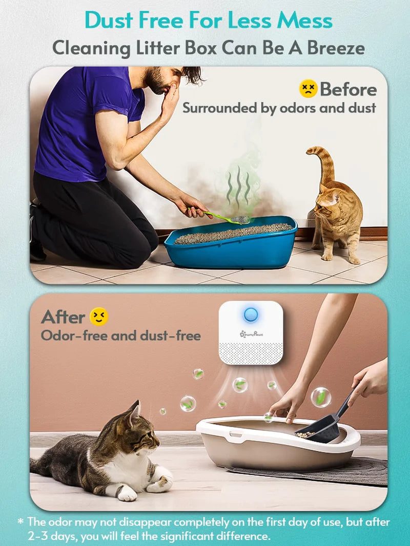 Downypaws 4000mAh Smart Pet Odor Purifier – Rechargeable Cat & Dog Litter Box Deodorizer and Air Cleaner for Fresh, Odor-Free Homes