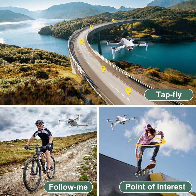 Aerial Drone 2025 F10 Pro with 4K UHD EIS Camera, GPS, 5G Wi-Fi, FPV, Brushless Motors, Optical Flow, Smart Obstacle Avoidance, Auto Return, 360° Stunt Roll, and Dual Batteries