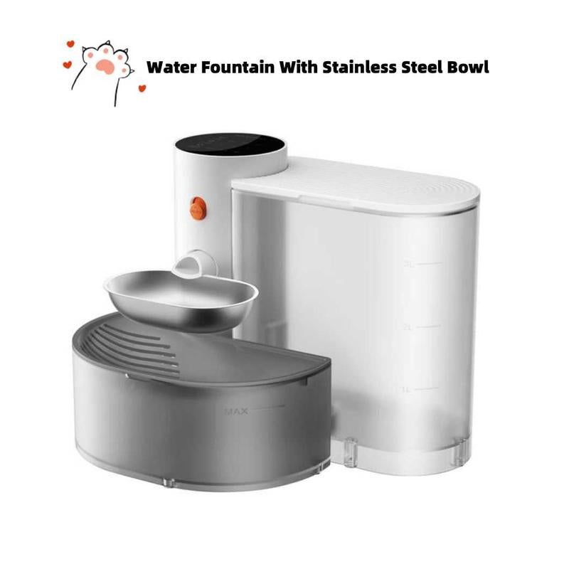 2025 Premium Wireless Pet Water Fountain – 3L Filter-Free Smart Hydration System with Stainless Steel Bowl, Rechargeable Power & Anti-Touch Safety Mode