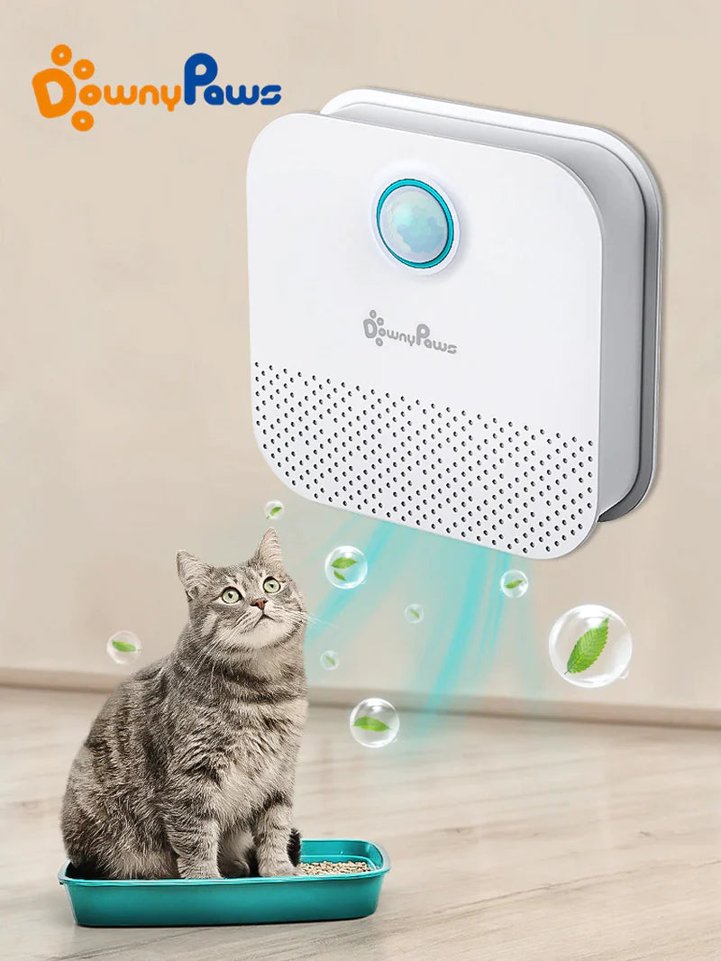 Downypaws 4000mAh Smart Pet Odor Purifier – Rechargeable Cat & Dog Litter Box Deodorizer and Air Cleaner for Fresh, Odor-Free Homes